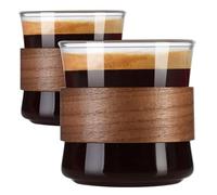 PARACITY Lot de 2 tasses à expresso isothermes en verre à shot 236,8 ml, tasse à café expresso en verre transparent avec poignée, accessoires pour expresso borosilicate
