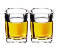 PARACITY Lot de 2 verres à shot cool avec base lourde, petits verres à shot liquides pour expresso, café, whisky, vodka, cadeau pour homme, 60 ml