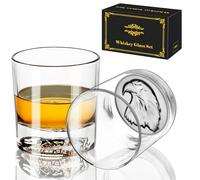 PARACITY Lot de 2 verres à whisky, motif aigle, fond épais, verres à l'ancienne pour scotch, whisky, gin, vodka, 300,5 g, cadeau pour homme