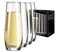 PARACITY Lot de 4 flûtes à champagne sans pied en verre de 237 ml - Cadeau pour anniversaire, mariage, Noël, Saint-Valentin