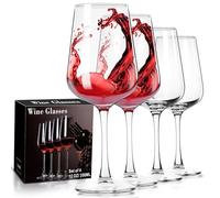 ParaCity Lot de 4 grands verres à vin transparents à longue tige pour vin rouge et blanc, 355 ml, pour femme, homme, mariage et anniversaire