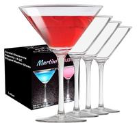 PARACITY Lot de 4 verres à martini en cristal pour cocktails, martini, margaritas, fêtes (240 ml)