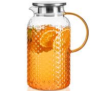 PARACITY Pichet à Eau en Verre 1,9 L/64 oz, Pichet en Verre Borosilicaté, Bouilloire à thé Glacé avec Couvercle et bec Verseur, Facile à Nettoyer, Pour Boissons Froides/Chaudes, Café, Lait
