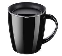 PARACITY Tasse à café isotherme en acier inoxydable avec poignée de couvercle, double paroi, tasse de voyage, gobelet de camping, gobelet pour homme et femme, 355 ml, noir