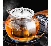 PARACITY Théière en verre de 650 ml, théière avec infuseur amovible en acier inoxydable 18/8, bouilloire transparente borosilicate, théière en vrac et théière en vrac pour camping, voyage