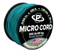 Paracord Planet Micro Paracorde - Corde tressée fine pour loisirs créatifs, pêche et projets de bricolage en bobines de 38,1 m - Bleu sarcelle