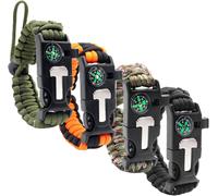 Paracord Survival Bracelets,Survival Paracord Bracelet For Men Women,5 In 1 Flint And Steel Fire Starter,Whistle,Compass,Mini Saw,Parachute Rope,For Camping,Outdoor Survival