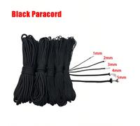 Paracorde noire de diamètre 1 mm/2 mm/3 mm/4 mm/5 mm, 5 m/15 m/31 m/50 m, équipement de survie de camping d'urgence pour l'extérieur, corde tressée pour bracelets, colliers, accessoires de bijouterie 