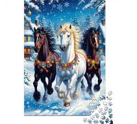 Parade des Chevaux de Noël Puzzle 1000 Pièces pour Collectionneurs, Carton Recyclé Premium, Décoration Intérieure, Art Mural, Cadeau Pâques, Jeu Éducatif 52x38cm/1000pcs