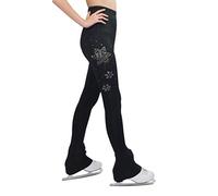 PARADICE WORLD BY SKATER FOR SKATERS Legging Couvre Talon pour Le Patinage Artistique. Design Hirondelle, Plume. Strass de Qualité AAA+. (Flocon, Medium)