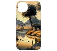 Paradis de la Savane au Bord de la rivière avec Un éléphant Coque pour iPhone 14 Plus