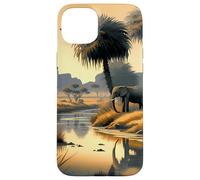 Paradis de la Savane au Bord de la rivière avec Un éléphant Coque pour iPhone 15 Plus