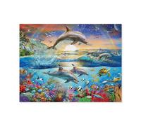 Paradis des Dauphins - Monde sous-Marin，Jigsaw Puzzles Puzzle, 1000 Pièces en Bois Adultes Puzzles, Enfants Cerveau IQ Développement Cadeau（75x50cm）-A24