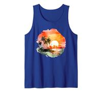 Paradis du Coucher du Soleil Tropical : Palm Beach Vibes Débardeur, Homme, Bleu Royal, XL