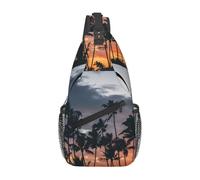 Paradis Tropical Au Coucher Du Soleil, Ciel De Palmiers, Îles Hawaïennes Sac À Bandoulière Multifonctionnel Sling Bag Antivol Sac Banane Pour Cyclisme Randonnée Excursion