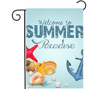 Paradis Tropical D'Été Étoile De Mer Coquillage Perles Ancre Drapeaux Couleurs Vives Garden Flag Solide Drapeau De Jardin Pour Célébrations Maison Fête 30X45Cm