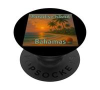 Paradis Tropical et île Coucher du Soleil sur la Plage PopSockets PopGrip Adhésif