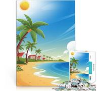 Paradis Tropical sur la Plage Puzzle 1000 pièces pour Adolescents Jouets de Jeu avec des pièces de Formes aléatoires entièrement imbriquées 38x26cm