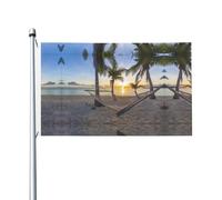 Paradise Beach Drapeau de jardin double face Motif palmiers Drapeau décoratif pour fêtes, porches, etc.