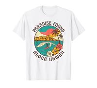Paradise Found Aloha Hawaii Surf Wave Tropical Island Coucher de Soleil T-Shirt