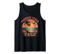 Paradise Found Life is Better at The Beach Retro Sunset Débardeur