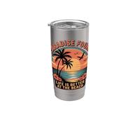 Paradise Found Life is better at the beach retro sunset Gobelet isotherme en acier inoxydable double paroi