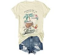 Paradise is Chillin'With Jesus I Will Give You Rest Jesus T-shirt de plage drôle chrétien unisexe, Jaune crémeux., S