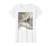 Paradise Lost Gustave Dore Satans Fall T-Shirt Graphique avec Valeur, Femme, Blanc, XL