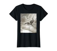 Paradise Lost Gustave Dore Satans Fall T-Shirt Graphique avec Valeur, Femme, Noir, M