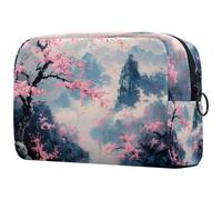 Paradise of Cherry Trousse de toilette pour femme, trousse de toilette de voyage, grande trousse de maquillage pratique avec fermeture éclair, multicolore, 18.5x7.5x13cm/7.3x3x5.1in, Trousse de