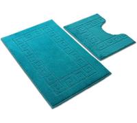 Paradise Products Lot de 2 tapis de bain de style grec antidérapants, doux et lavables à séchage rapide pour salle de bain, anti-moisissure (taule)