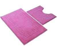 Paradise Products Lot de 2 tapis de bain de style grec antidérapants, doux et lavables à séchage rapide pour salle de bain (rose)