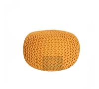 PARADISE STAR Grand pouf rond en tricot épais 100 % coton, pouf ottomane tricoté à la main pour enfants, adultes, enfants, salon, couleur moutarde