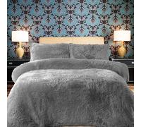 Paradise Star Parure de lit en polaire avec housse de couette et taie d'oreiller assortie, douce, thermique, chaude et accueillante, couleur argent, pour lit 1 place, environ 135 x 200 cm