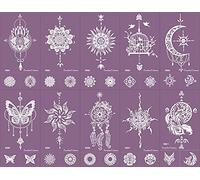 Paradise Tattoos Lot de 10 pochoirs de tatouage en filigrane réutilisables - Motifs : attrape-rêve, mandala et papillons - Violet