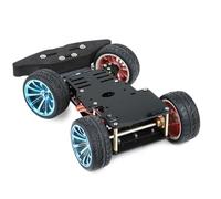 Paradisetronic.com Châssis de voiture robot avec direction servo, kit 4WD avec moteur, cadre en aluminium et acrylique, parfait pour Arduino et Raspberry Pi