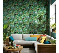 Papier Peint Erismann Paradisio 2 Oiseaux De Jungle Et Papillons Bleu 10121-18
