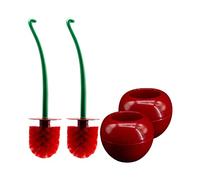 Paradmas Lot de 2 brosses WC en Forme de Cerise avec Support et Long Manche, Rouge