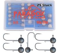 Paradox Fishing Lot de 25 têtes plombées 3/0 I 5 x 15 g/18 g/21 g/24 g/28 g I Jig têtes plombées en caoutchouc avec tête plombée pour poisson en caoutchouc, sandre, accessoires de pêche