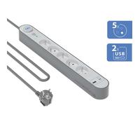 Bigben Connected Parafoudre Force Power Lite 5 prises 800J USB A+C 1,5 m Gris/Blanc Garanti à vie