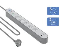 Bigben Connected Parafoudre Force Power Lite 5 prises 800J USB A+C 1,5 m Gris/Blanc Garanti à vie