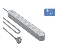 Parafoudre 6 prises 800j 1,5m 100% Plastique recyclé Grise et Blanche - Garanti à vie Force Power Lite