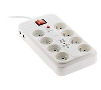 Parafoudre 8 prises avec interrupteur Security Pro TV F/F 9,52mm + Tel RJ11