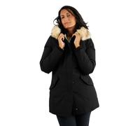Paragoose Nina Noir Doudoune Courte Femme Hiver Chaude Imperméable avec Capuche À Fourrure - Noir, XS