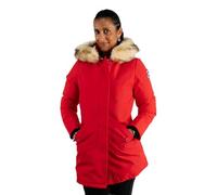 Paragoose Nina Rouge Doudoune Courte Femme Hiver Chaude Imperméable avec Capuche À Fourrure - Rouge, XS