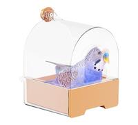 Parakeet Bath, Bird Shower Bathtub, 6.89x6.69x9.45 inches Size Compact and Portable, Transparent Leak-Proof Cage Box for Home Garden Outdoors, Safe Birds Bath Accessory