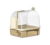 Parakeet Bath for Cage, Automatic Bird Bathtub, Chew-Proof Perch Playground, USB Two Mode Sprayer, Indoor Outdoor Use, Cage Accessory, Travel Aviary Setup, Easy Clean Basin