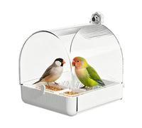 Parakeet Bath Pull-Out External - Parrot Feeder with 2 Food Slots Bird Bath | Bird Bath and Feeder for Lovebirds Canaries Budgies Java | Sparrows Cockatiels Finches Parakeet Bath Pull-Out External Parrot