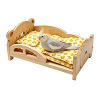 Parakeet Bed 3 Pieces Wooden Perch with Detachabl Entangement E Cotton Pad