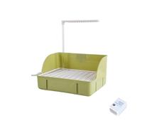 Parakeet Bird Bath for Cage Indoor, Automatic with Pump, Parrot Bird Shower Budgie Bath with Perch and Splash Guard, Pet Bathtub for, African Grey, Cockatiel, Conure, Budgie, (Green)